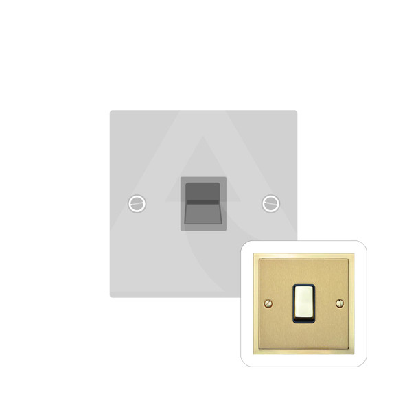 Elite Stepped Plate Range 1 Gang Secondary Line Socket in Satin Brass  - White Trim