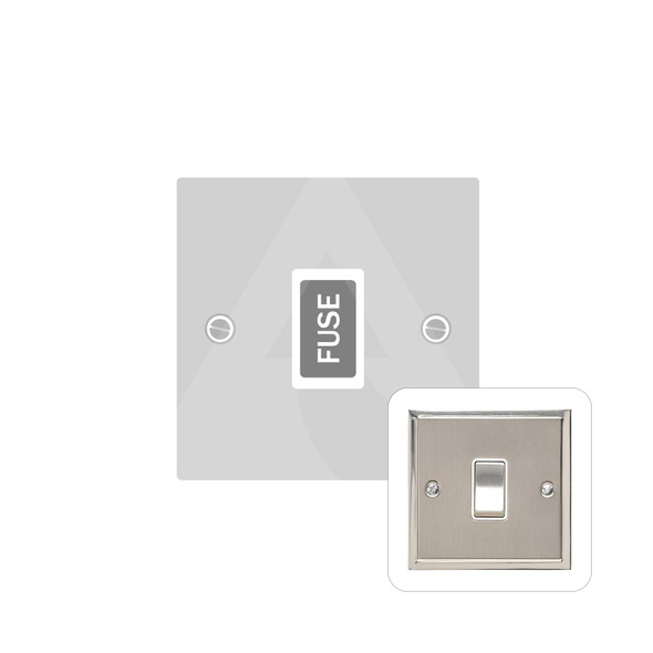 Elite Stepped Plate Range Unswitched Spur (13 Amp) in Satin Nickel  - Black Trim