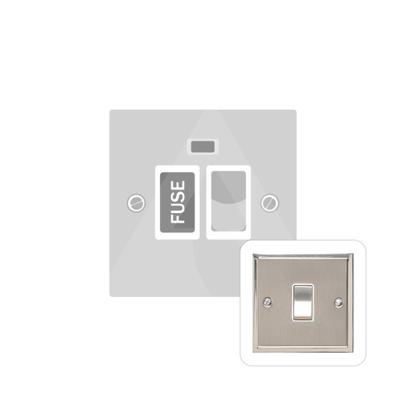 Elite Stepped Plate Range Switched Spur with Neon (13 Amp) in Satin Nickel  - White Trim