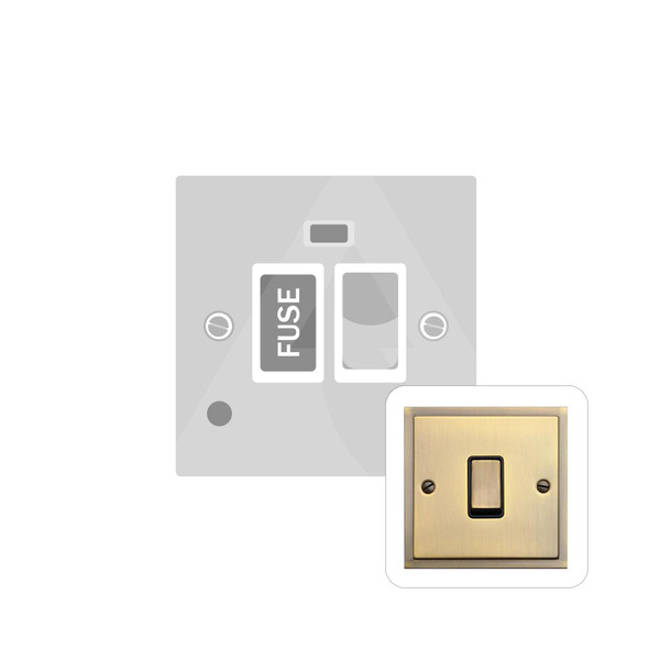 Elite Stepped Plate Range Switched Spur with Neon + Cord (13 Amp) in Antique Brass  - Black Trim