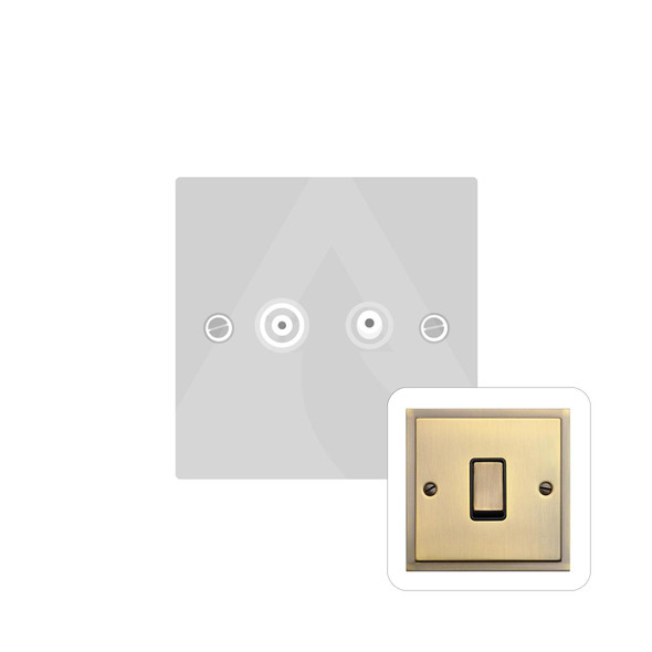 Elite Stepped Plate Range TV/FM Diplexed Socket in Antique Brass  - Black Trim