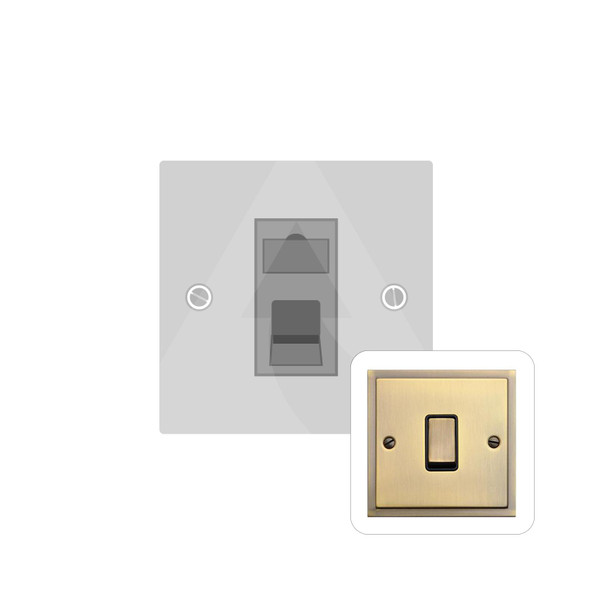 Elite Stepped Plate Range 1 Gang RJ11 in Antique Brass  - Black Trim