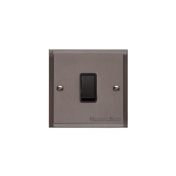 Elite Stepped Plate Range 1 Gang Rocker Switch (10 Amp) in Matt Bronze  - Black Trim