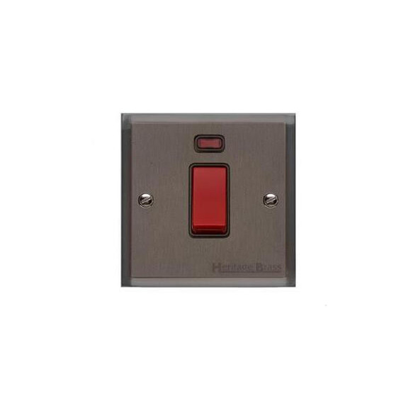 Elite Stepped Plate Range 45A DP Cooker Switch with Neon (single plate) in Matt Bronze  - Black Trim