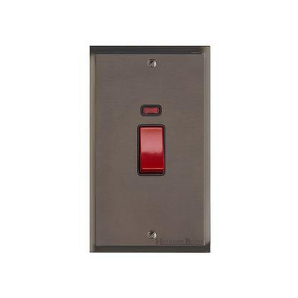 Elite Stepped Plate Range 45A DP Cooker Switch with Neon (tall plate) in Matt Bronze  - Black Trim