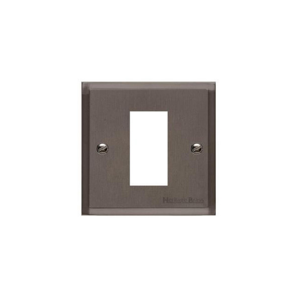 Elite Stepped Plate Range 1 Module Euro Plate in Matt Bronze  - Black Trim