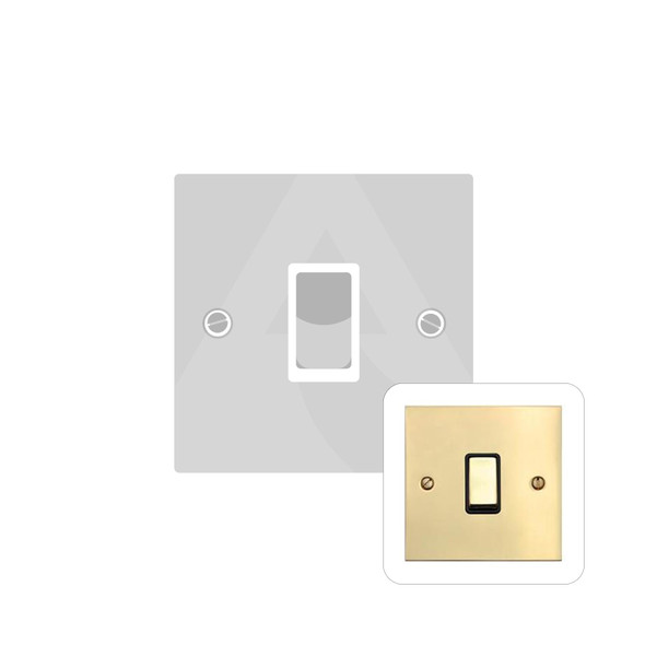 Bauhaus Range 1 Gang Rocker Switch (10 Amp) in Polished Brass  - White Trim