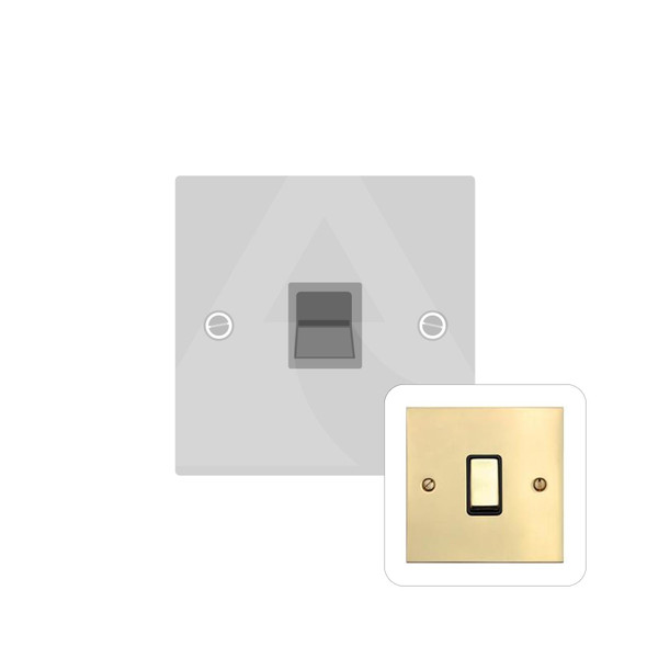 Bauhaus Range 1 Gang Secondary Line Socket in Polished Brass  - Black Trim