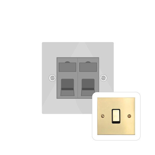 Bauhaus Range 2 Gang Secondary Line Socket in Polished Brass  - White Trim