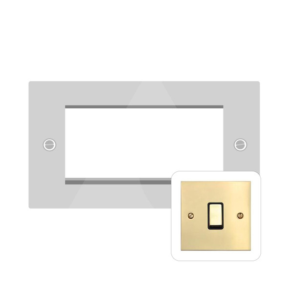 Bauhaus Range 4 Module Euro Plate in Polished Brass  - Black Trim