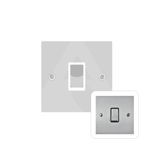 Bauhaus Range 1 Gang Rocker Switch (10 Amp) in Satin Chrome  - White Trim