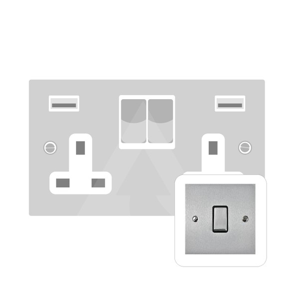 Bauhaus Range 2G 13A Socket with USB-A & USB-C in Satin Chrome  - White Trim