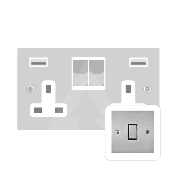 Bauhaus Range 2G 13A Socket with USB-A & USB-C in Satin Chrome  - Black Trim