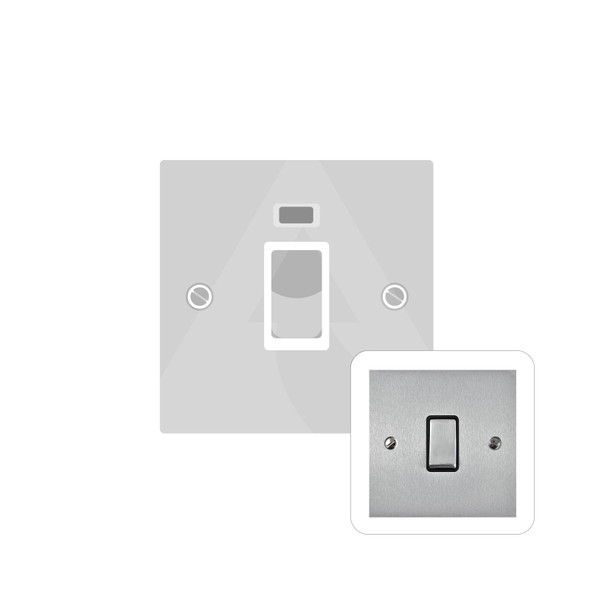 Bauhaus Range 45A DP Cooker Switch with Neon (single plate) in Satin Chrome  - White Trim
