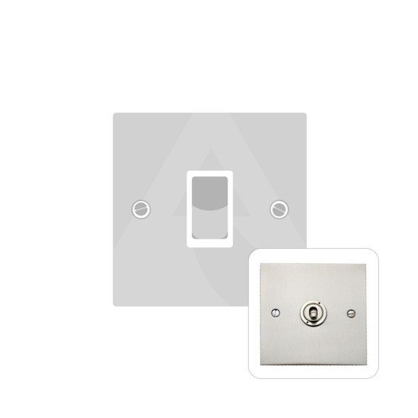 Bauhaus Range 1 Gang Rocker Switch (10 Amp) in Satin Nickel  - White Trim