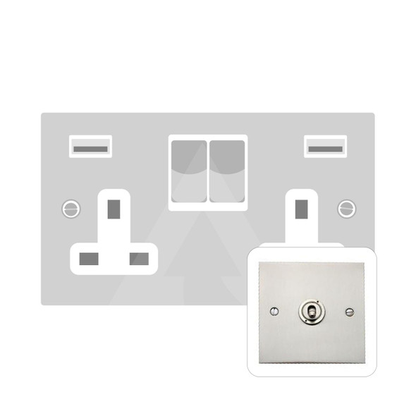 Bauhaus Range Double USB Socket (13 Amp) in Satin Nickel  - Black Trim