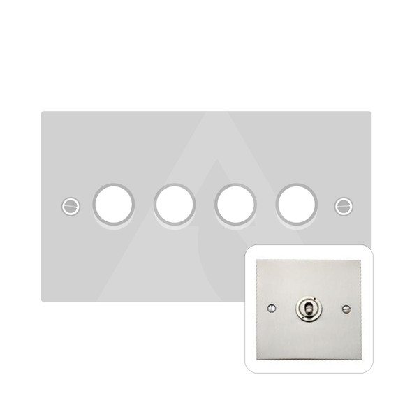 Bauhaus Range 4 Gang LED Dimmer in Satin Nickel  - Trimless