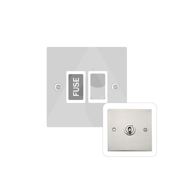 Bauhaus Range Switched Spur (13 Amp) in Satin Nickel  - White Trim