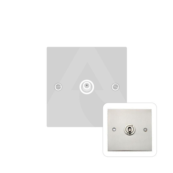 Bauhaus Range 1 Gang Satellite Socket in Satin Nickel  - White Trim