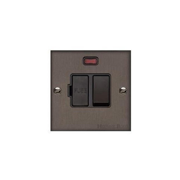 Bauhaus Range Switched Spur with Neon (13 Amp) in Matt Bronze  - Black Trim