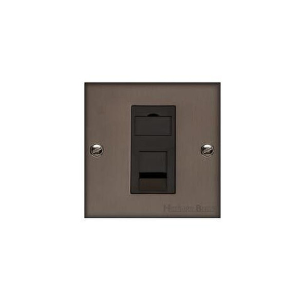 Bauhaus Range 1 Gang Cat 6 in Matt Bronze  - Black Trim