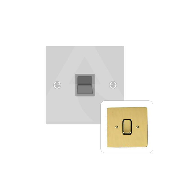 Stylist Grid Range 1 Gang Secondary Line Socket in Polished Brass  - White Trim