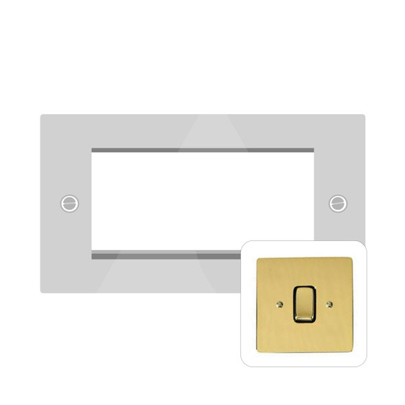 Stylist Grid Range 4 Module Euro Plate in Polished Brass  - Black Trim