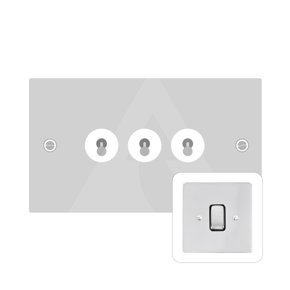 Stylist Grid Range 3 Gang Toggle Switch in Polished Chrome  - Trimless