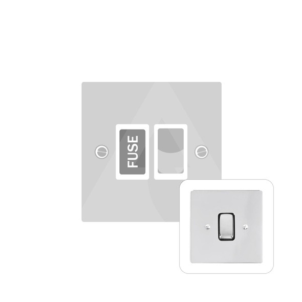 Stylist Grid Range Switched Spur (13 Amp) in Polished Chrome  - White Trim