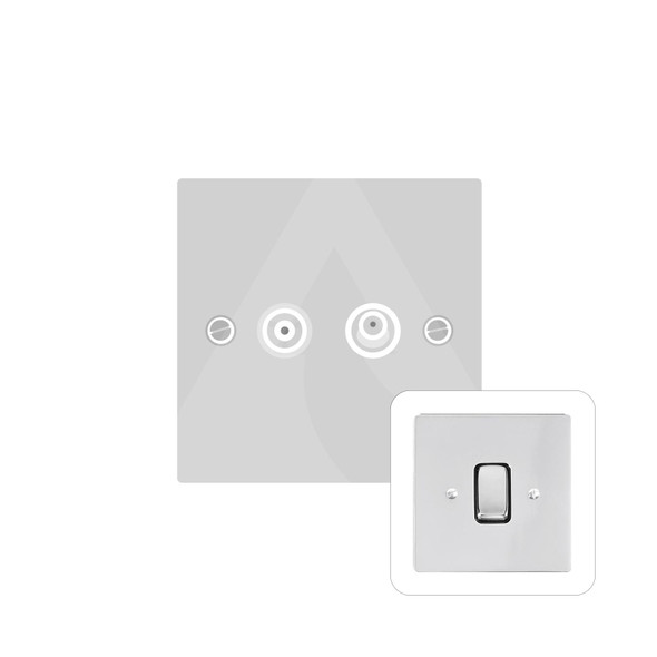 Stylist Grid Range TV/Satellite Socket in Polished Chrome  - Black Trim