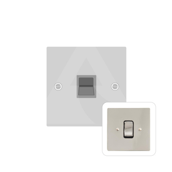 Stylist Grid Range 1 Gang Secondary Line Socket in Polished Nickel  - Black Trim