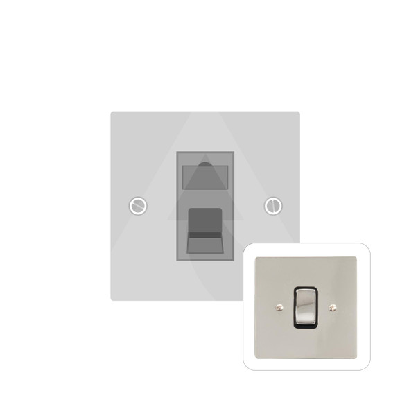 Stylist Grid Range 1 Gang RJ11 in Polished Nickel  - White Trim