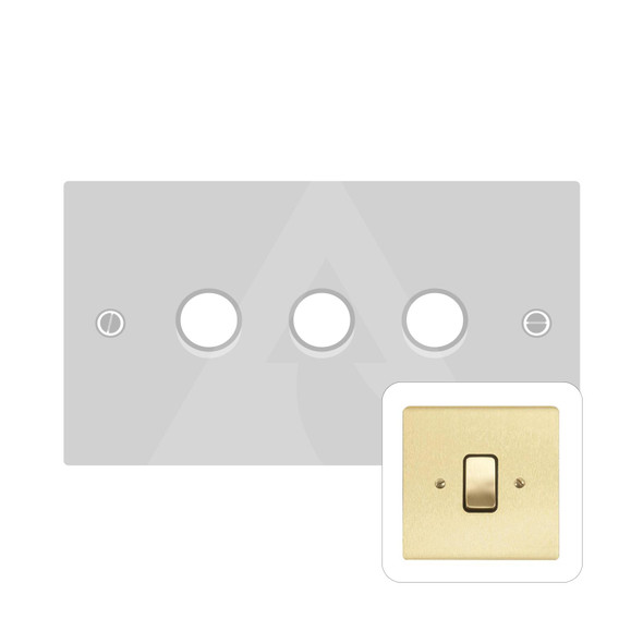 Stylist Grid Range 3 Gang LED Dimmer in Satin Brass  - Trimless