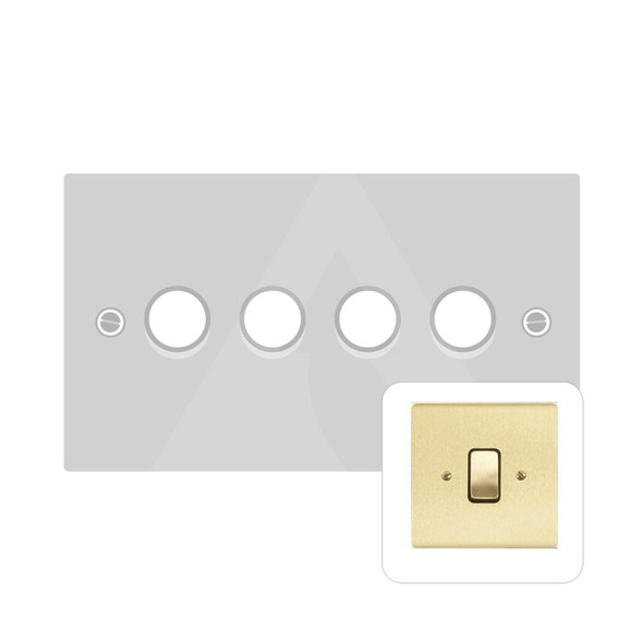 Stylist Grid Range 4 Gang LED Dimmer in Satin Brass  - Trimless