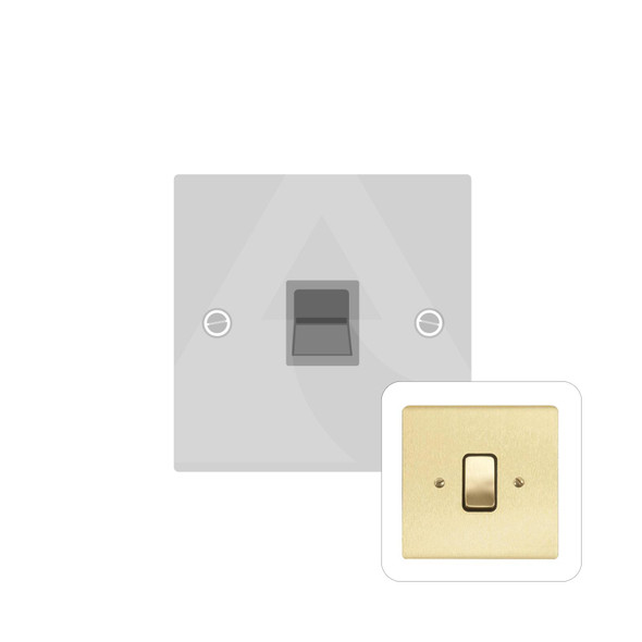 Stylist Grid Range 1 Gang Master Line Socket in Satin Brass  - Black Trim