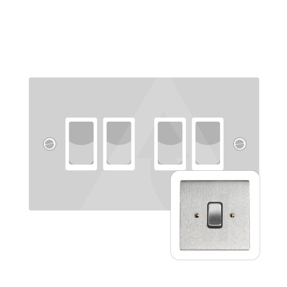 Stylist Grid Range 4 Gang Rocker Switch (10 Amp) in Satin Chrome  - Black Trim