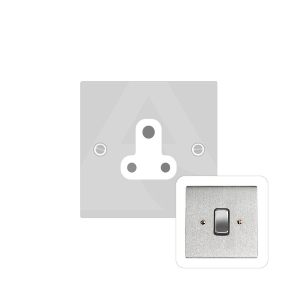 Stylist Grid Range 5 Amp 3 Round Pin Socket in Satin Chrome  - White Trim