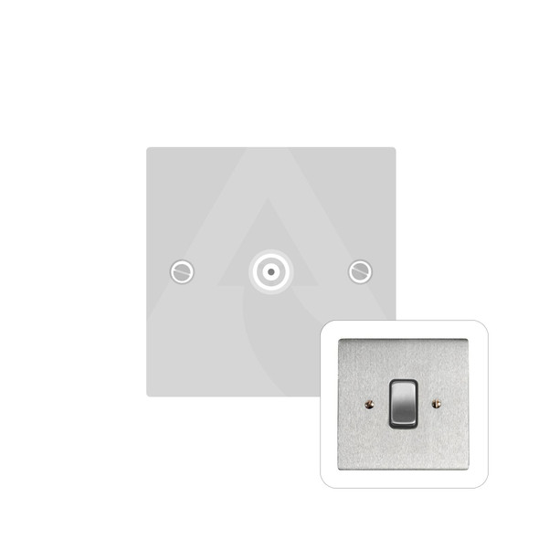 Stylist Grid Range 1 Gang Non-Isolated TV Coaxial Socket in Satin Chrome  - White Trim