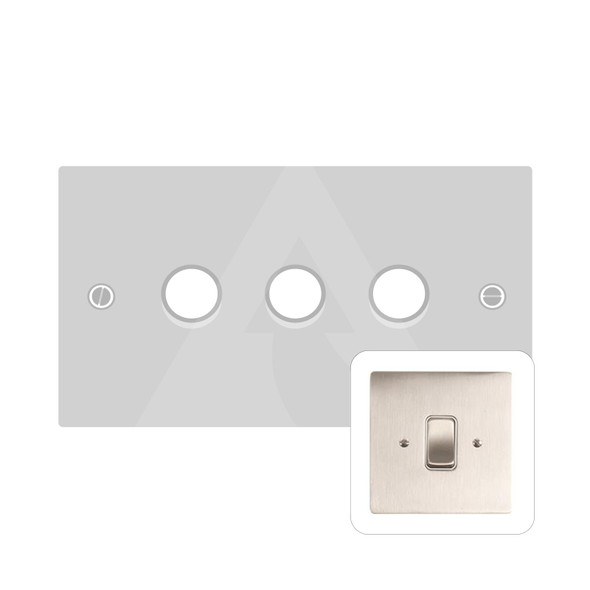 Stylist Grid Range 3 Gang LED Dimmer in Satin Nickel  - Trimless