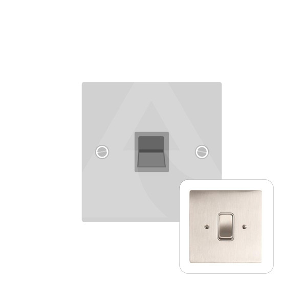 Stylist Grid Range 1 Gang Secondary Line Socket in Satin Nickel  - White Trim