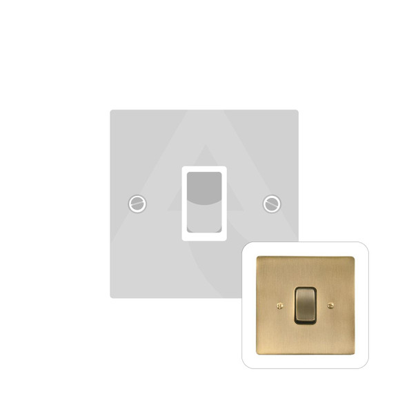 Stylist Grid Range 1 Gang Rocker Switch (10 Amp) in Antique Brass  - Black Trim