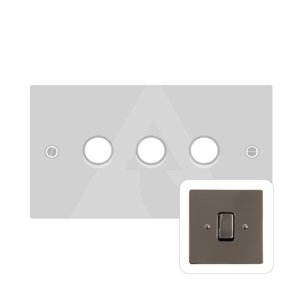 Stylist Grid Range 3 Gang LED Dimmer in Polished Black Nickel  - Trimless