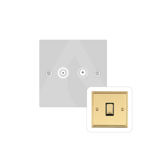 Georgian Elite Range TV/FM Diplexed Socket in Polished Brass  - White Trim