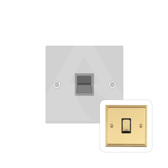 Georgian Elite Range 1 Gang Master Line Socket in Polished Brass  - White Trim