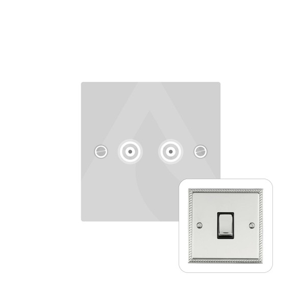 Georgian Elite Range 2 Gang TV Coaxial Socket in Polished Chrome  - White Trim