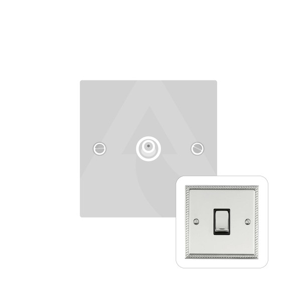 Georgian Elite Range 1 Gang Satellite Socket in Polished Chrome  - White Trim