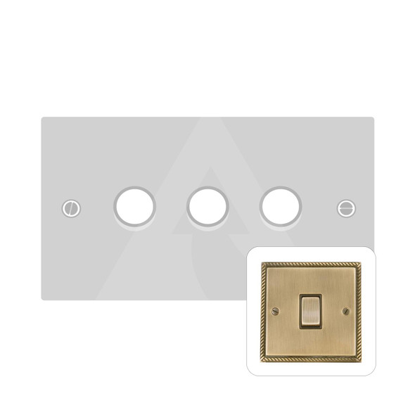 Georgian Elite Range 3 Gang Dimmer (400 watts) in Antique Brass  - Trimless