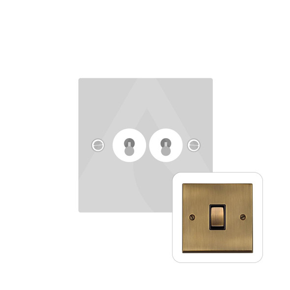 Richmond Elite Low Profile Range 2 Gang Toggle Switch in Antique Brass  - Trimless