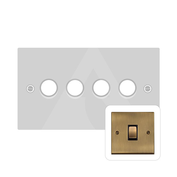 Richmond Elite Low Profile Range 4 Gang LED Dimmer in Antique Brass  - Trimless