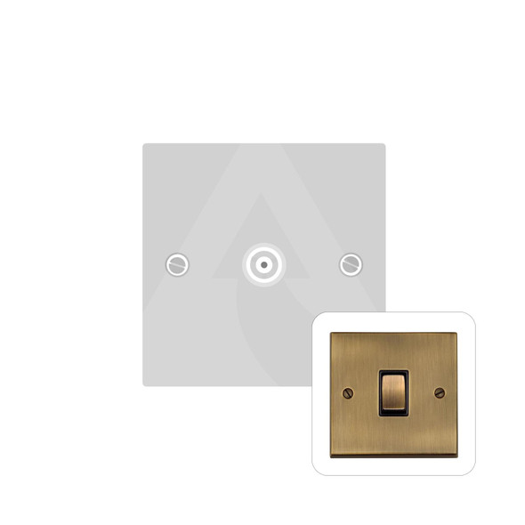 Richmond Elite Low Profile Range 1 Gang Non-Isolated TV Coaxial Socket in Antique Brass  - Black Trim